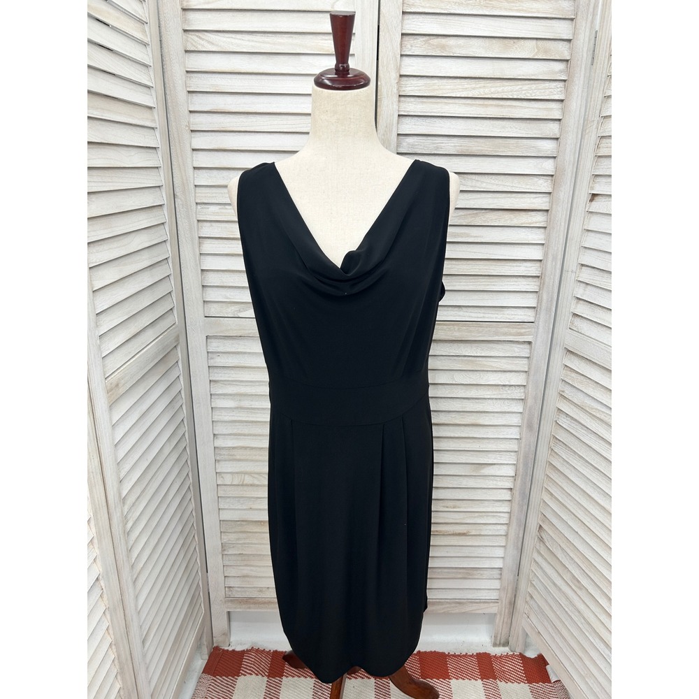 Clara Sun Woo Dress Large Black Cowl Neck Old Money Workwear